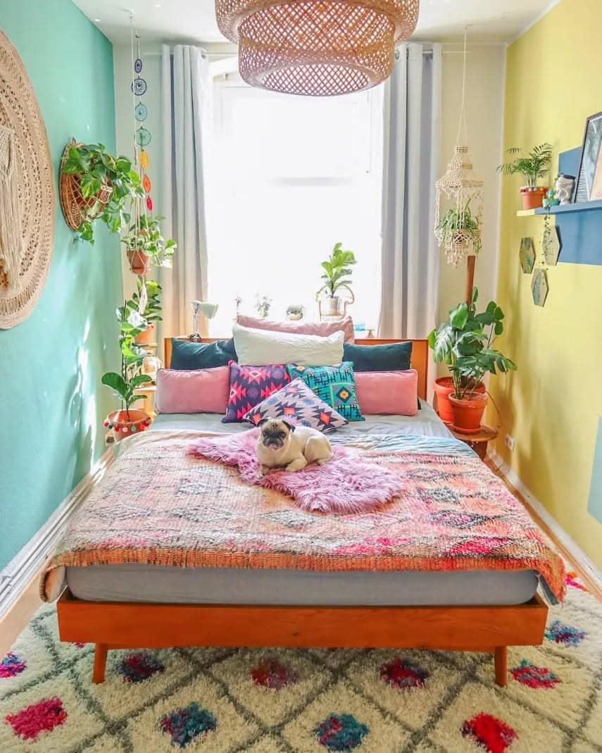20. Colorful Boho Garden Bedroom with Fresh Greens - colorful bedroom ideas