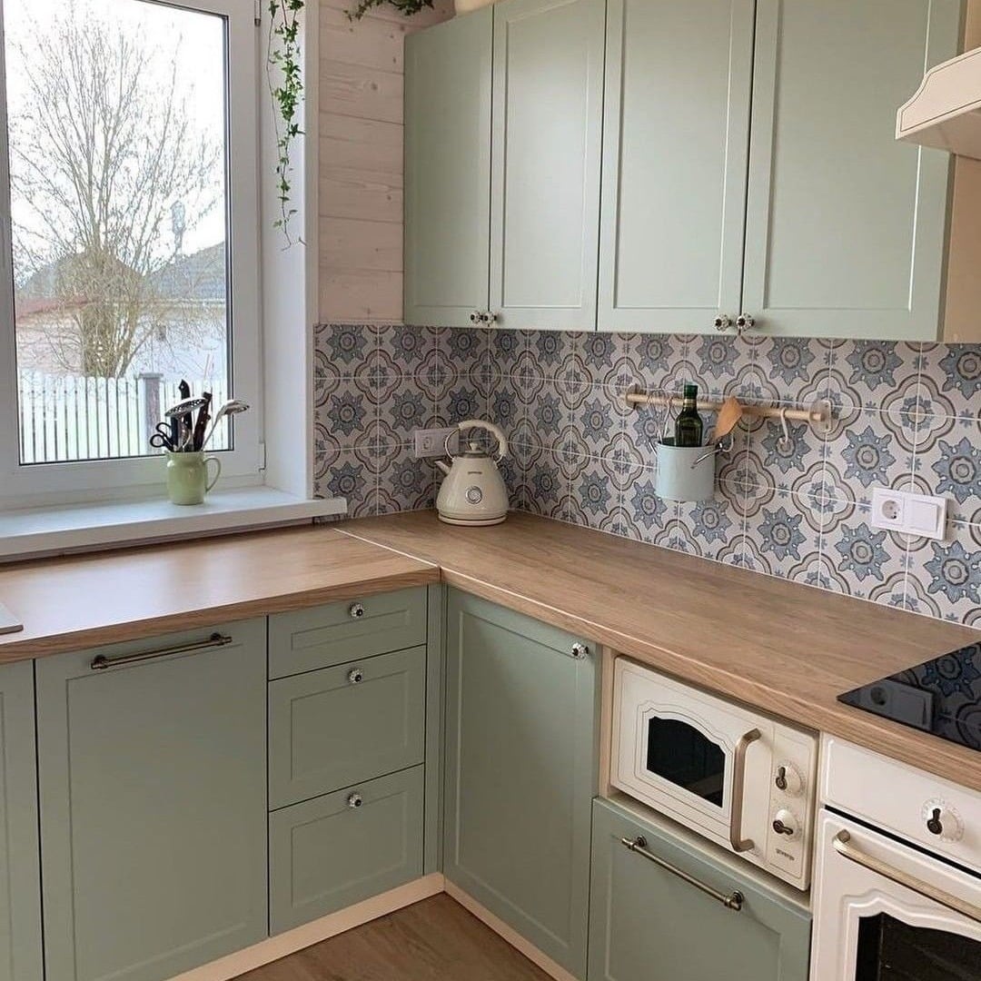 9. Soft Blue and Gray Patterned Tile for Cottage Charm - kitchen backsplash ideas