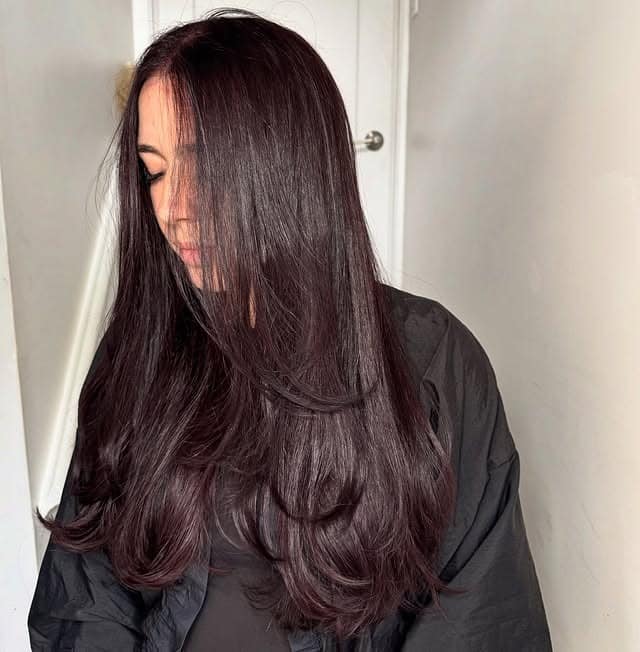 1. Sleek Cherry Cola Layers - Cherry Cola Hair Color