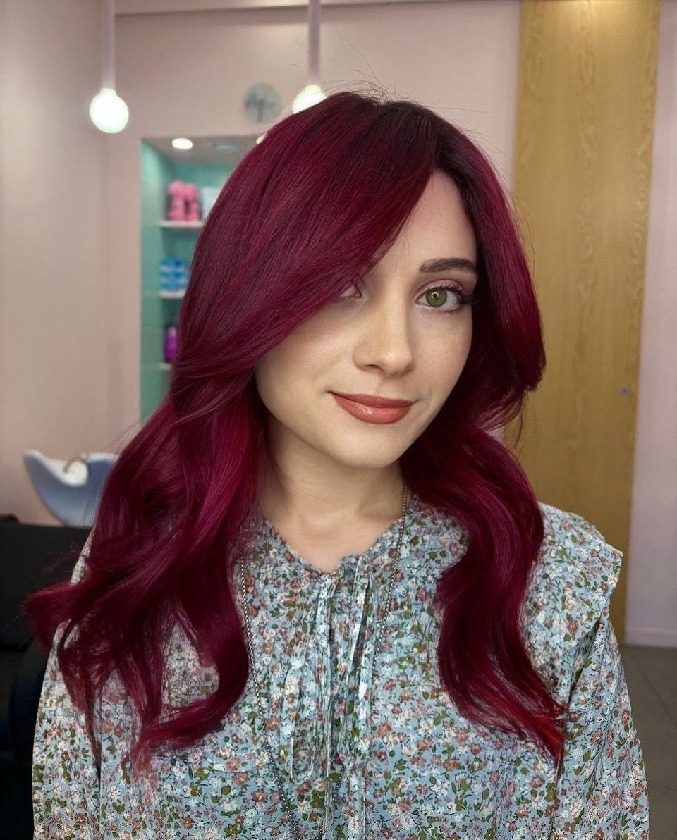2. Vibrant Cherry Magenta Waves - Cherry Cola Hair Color