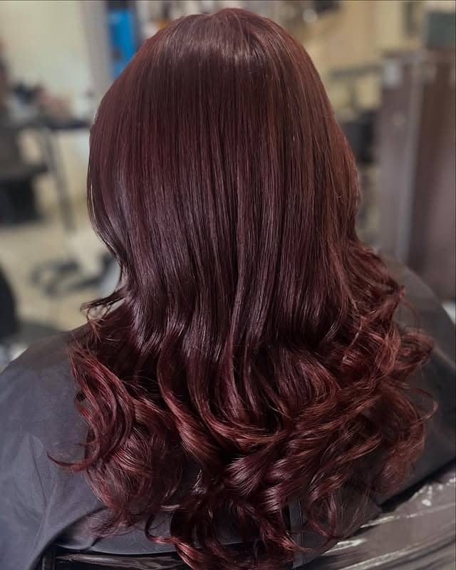 4. Rich Cherry Chocolate Curls - Cherry Cola Hair Color