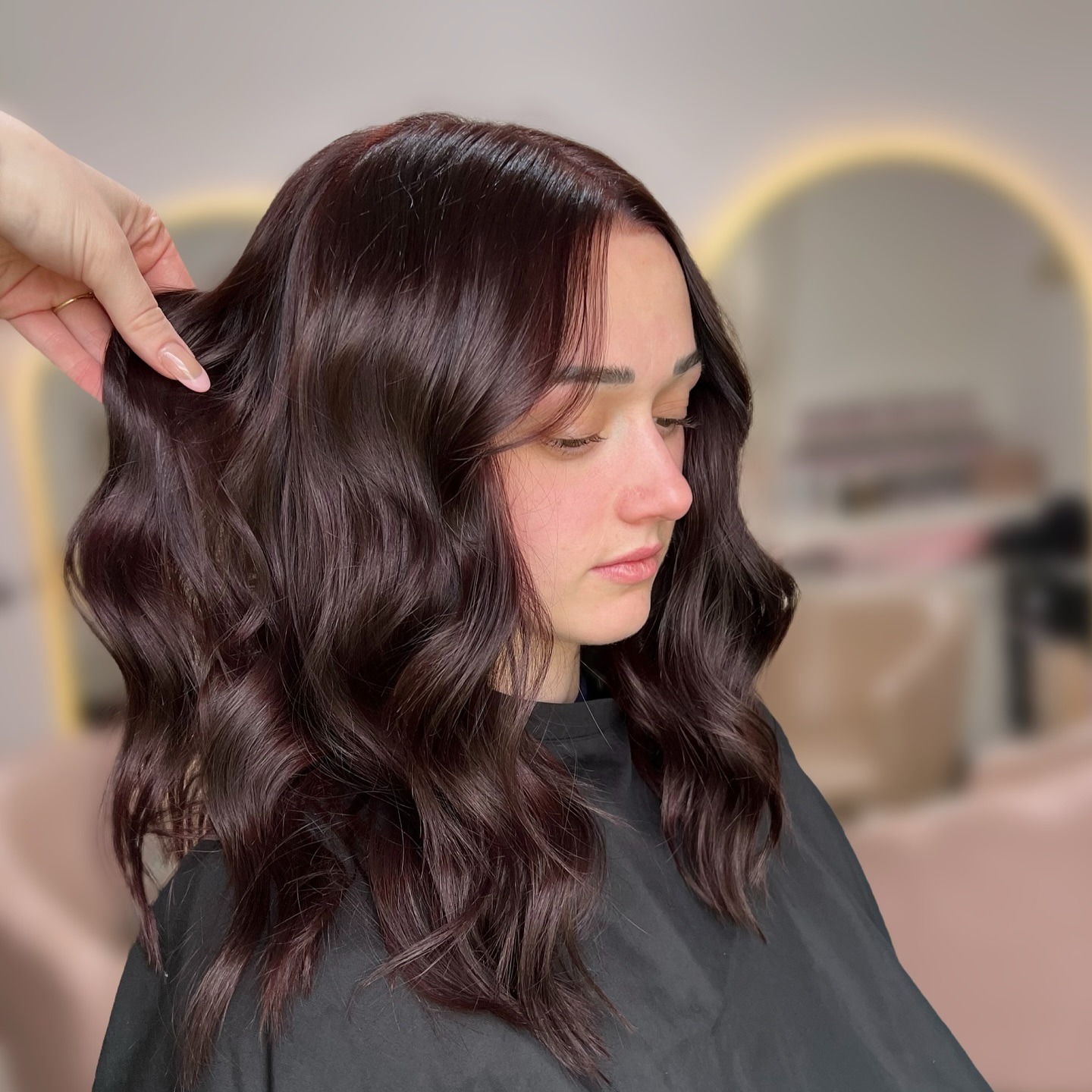 7. Glossy Cherry Short Waves - Cherry Cola Hair Color