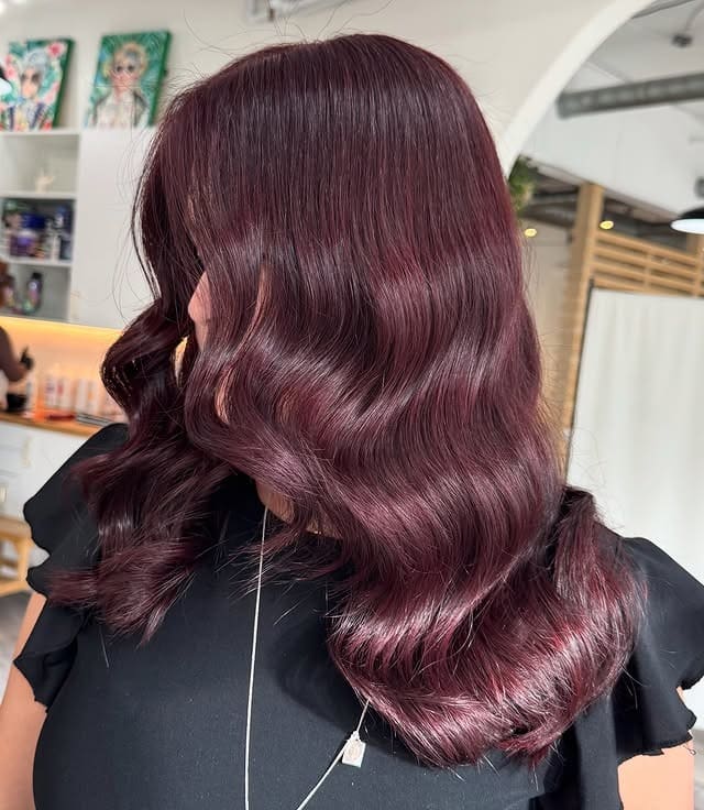 9. Cherry Plum Luxe Waves - Cherry Cola Hair Color