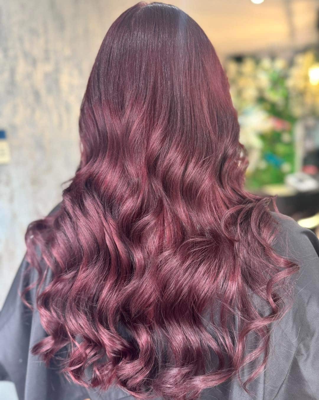 11. Soft Cherry Pearl Waves - Cherry Cola Hair Color
