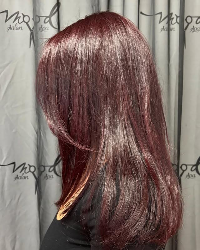 14. High-Gloss Cherry Shine Layers - Cherry Cola Hair Color
