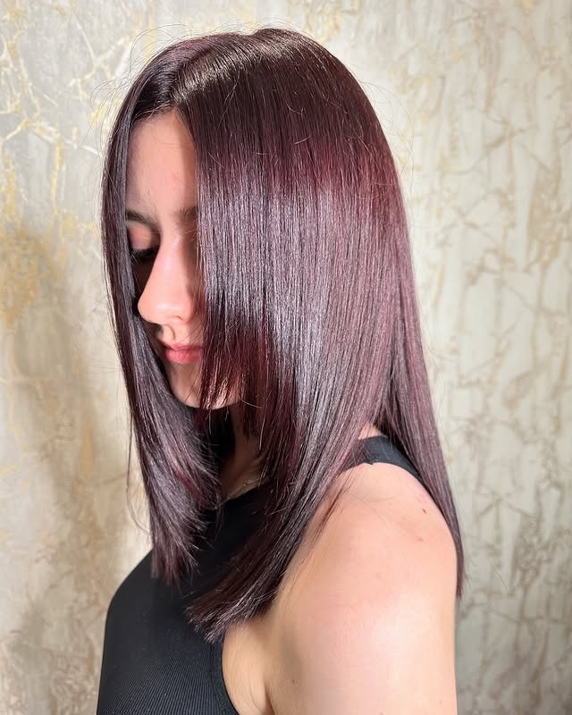 17. Cherry Plum Precision Cut - Cherry Cola Hair Color
