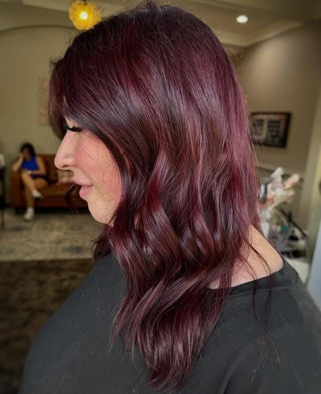 21. Cherry Mulberry Mid-Length Waves - Cherry Cola Hair Color