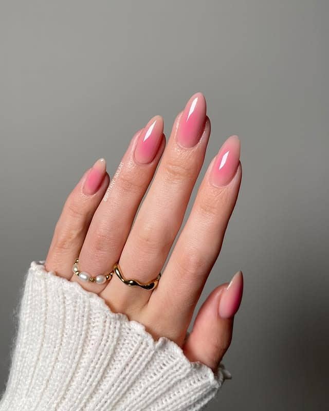 22. Rosy Gradient Almond Nails - subtle nail ideas