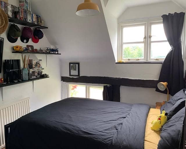 22. Cozy Loft Retreat with Playful Yellow Accents - black and yellow bedroom ideas