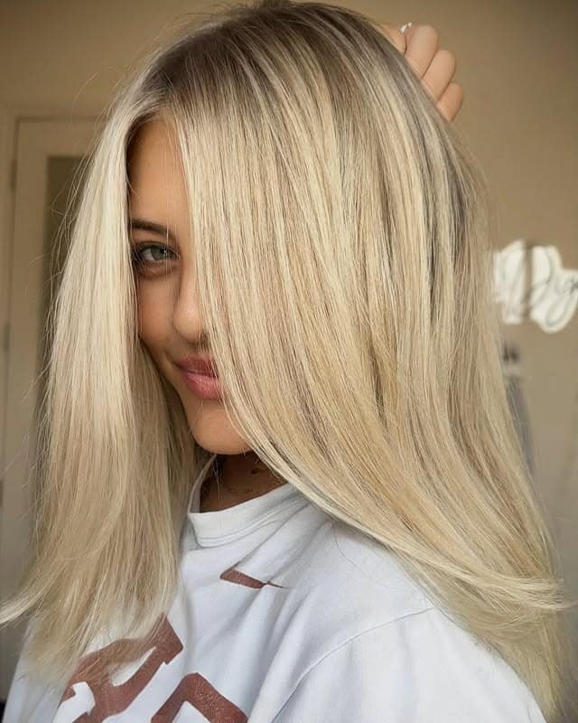 2. Creamy Vanilla Blonde with Polished Mid-Length Layers - Old Money Hair