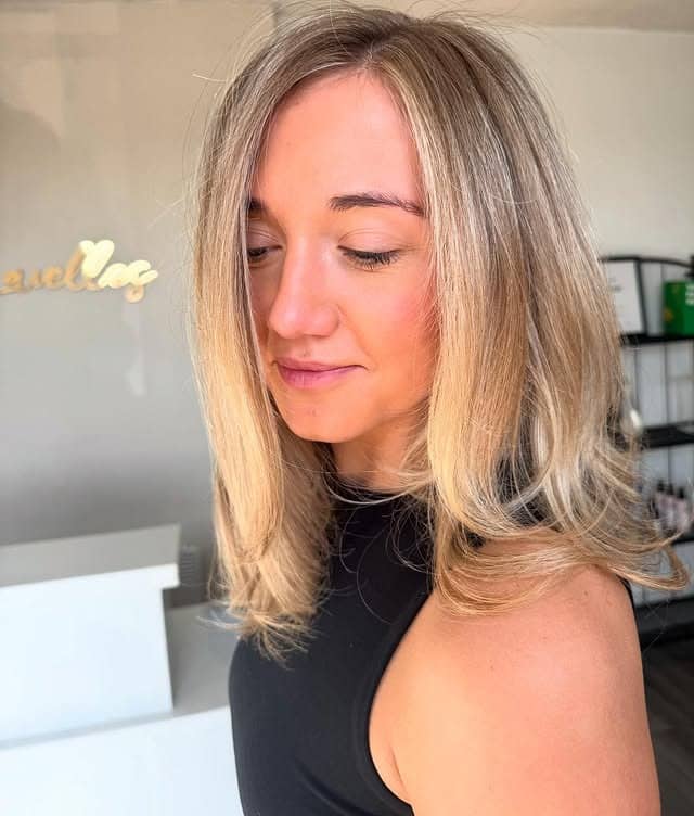 10. Sunlit Beige Blonde with Feathered Movement - Old Money Hair