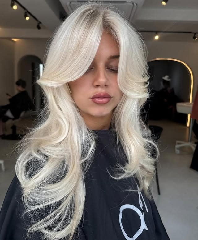 12. Icy Platinum Supermodel Layers with Full Curtain Contour - Old Money Hair