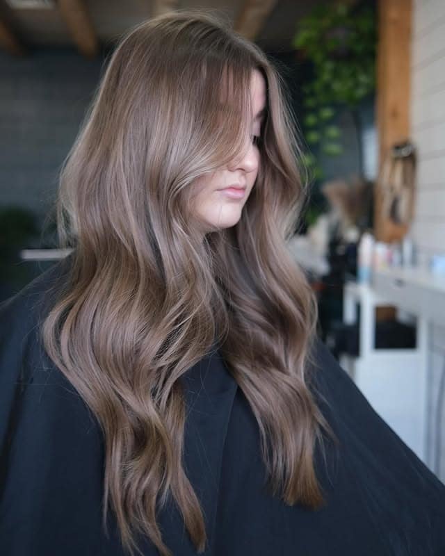 20. Muted Smoky Brunette Waves with Sculpted Face Framing - Old Money Hair