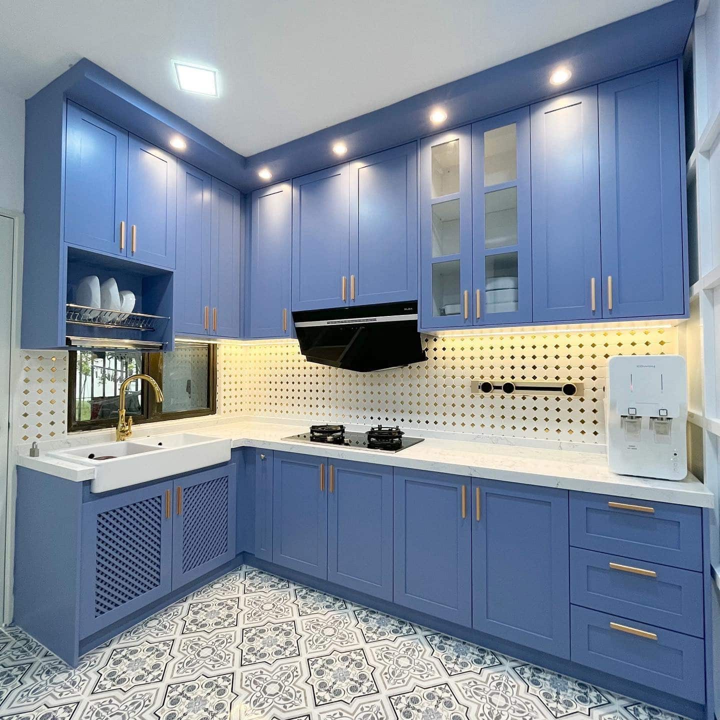 6. Periwinkle Blue Farmhouse Refresh - kitchen cabinet paint ideas