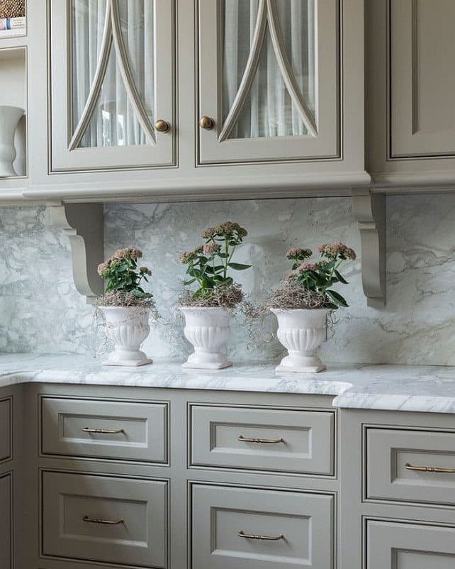 18. Classic Greige with Marble Luxury - kitchen cabinet paint ideas