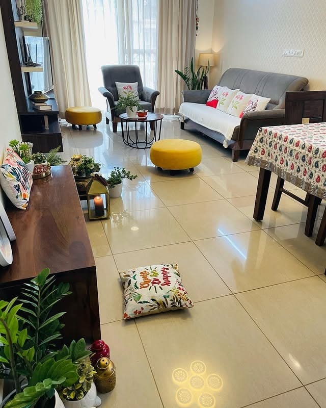 11. Bright Family Living Room with Citrus Accents - indian style living room ideas