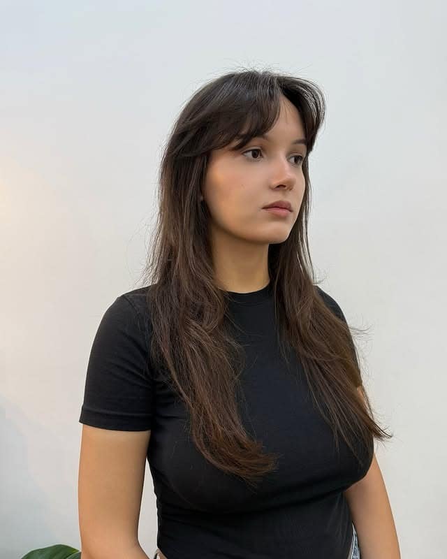 3. Natural Brunette Layers With Light Curtain Bangs - Bangs Hairstyles