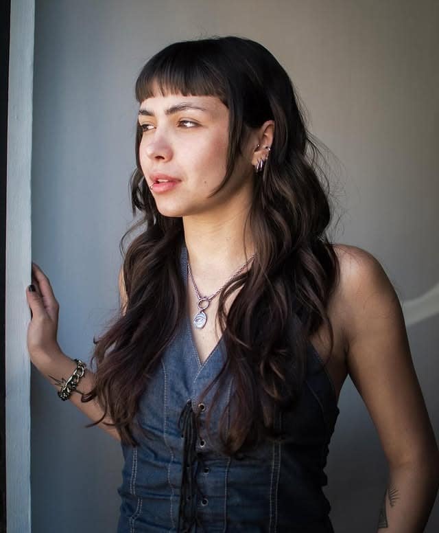 5. Long Dark Waves With Micro Baby Bangs - Bangs Hairstyles