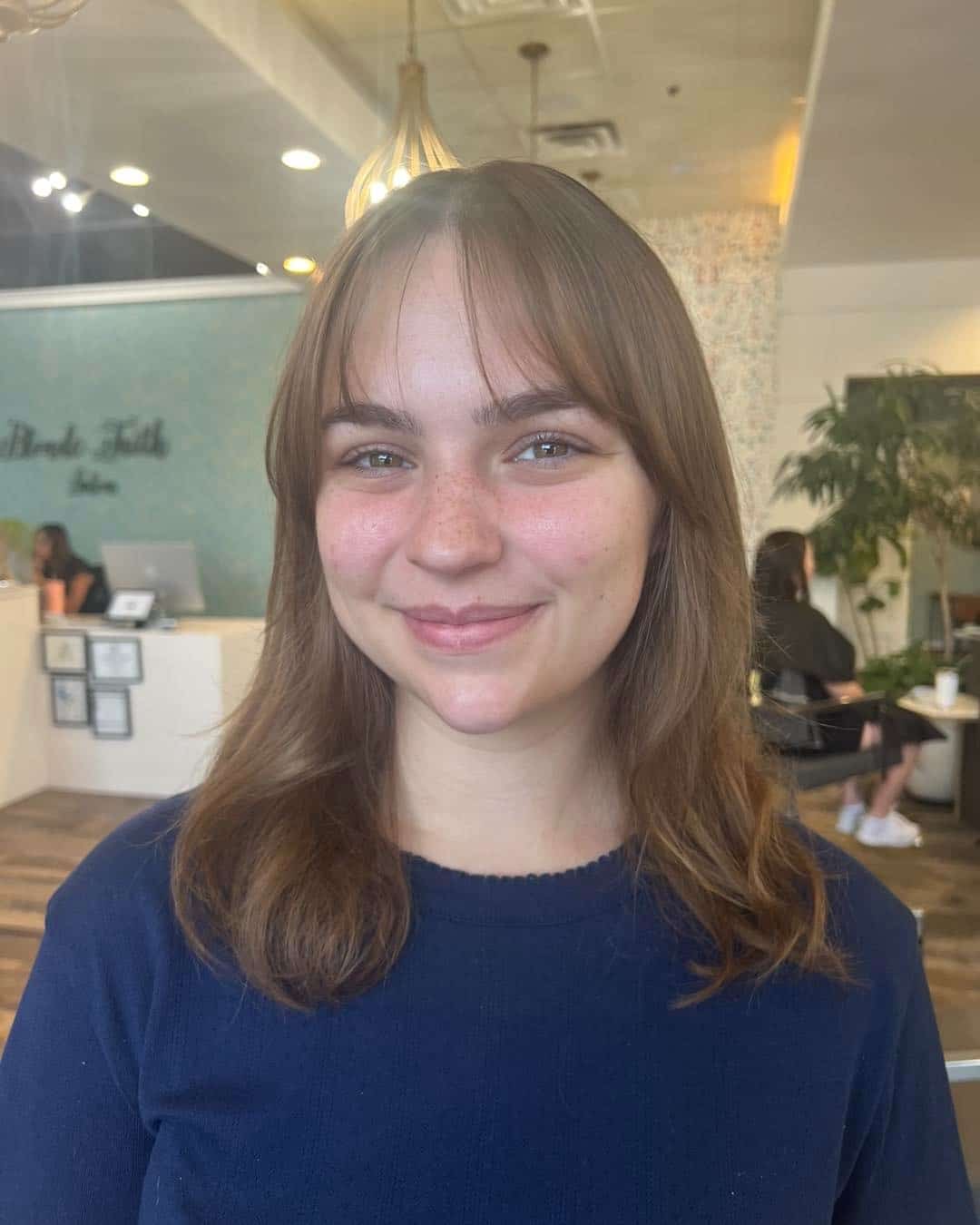 6. Shoulder-Grazing Brunette Cut With Gentle Curtain Bangs - Bangs Hairstyles