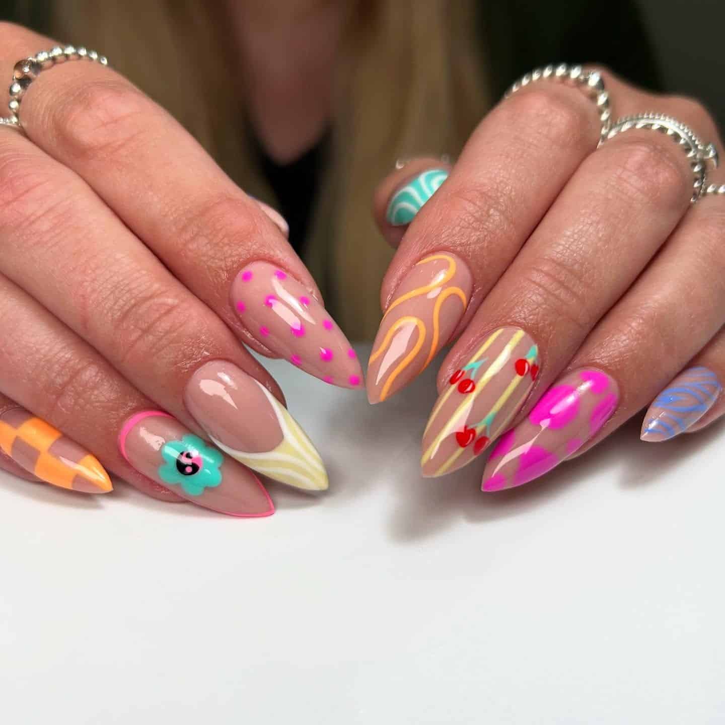 7. Candy Pop Abstract Mix - summertime nail ideas