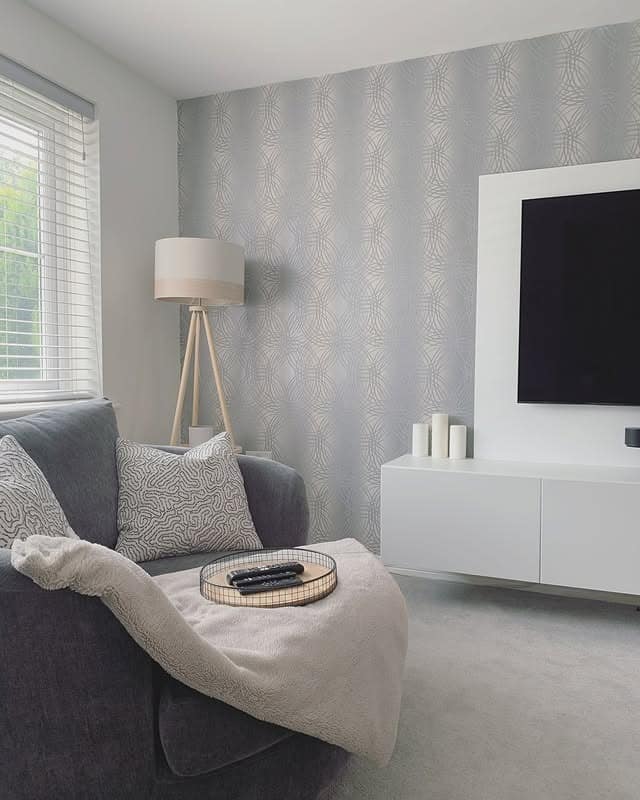 2. Soft Grey Lounge with Subtle Pattern - living room corner ideas