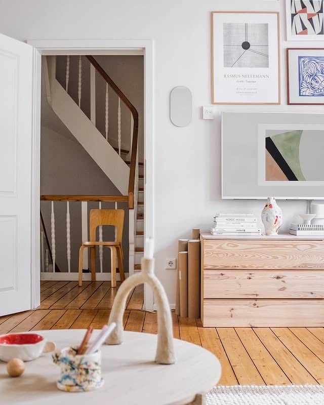 12. Scandi Art Corner in Pale Woods - living room corner ideas