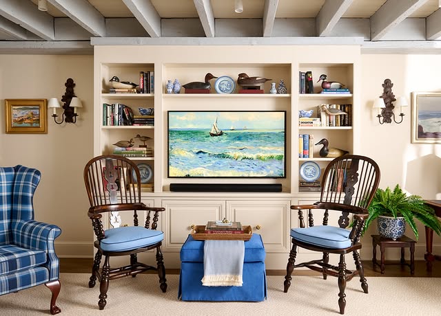 6. Coastal Cream Media Lounge - paint ideas for living room