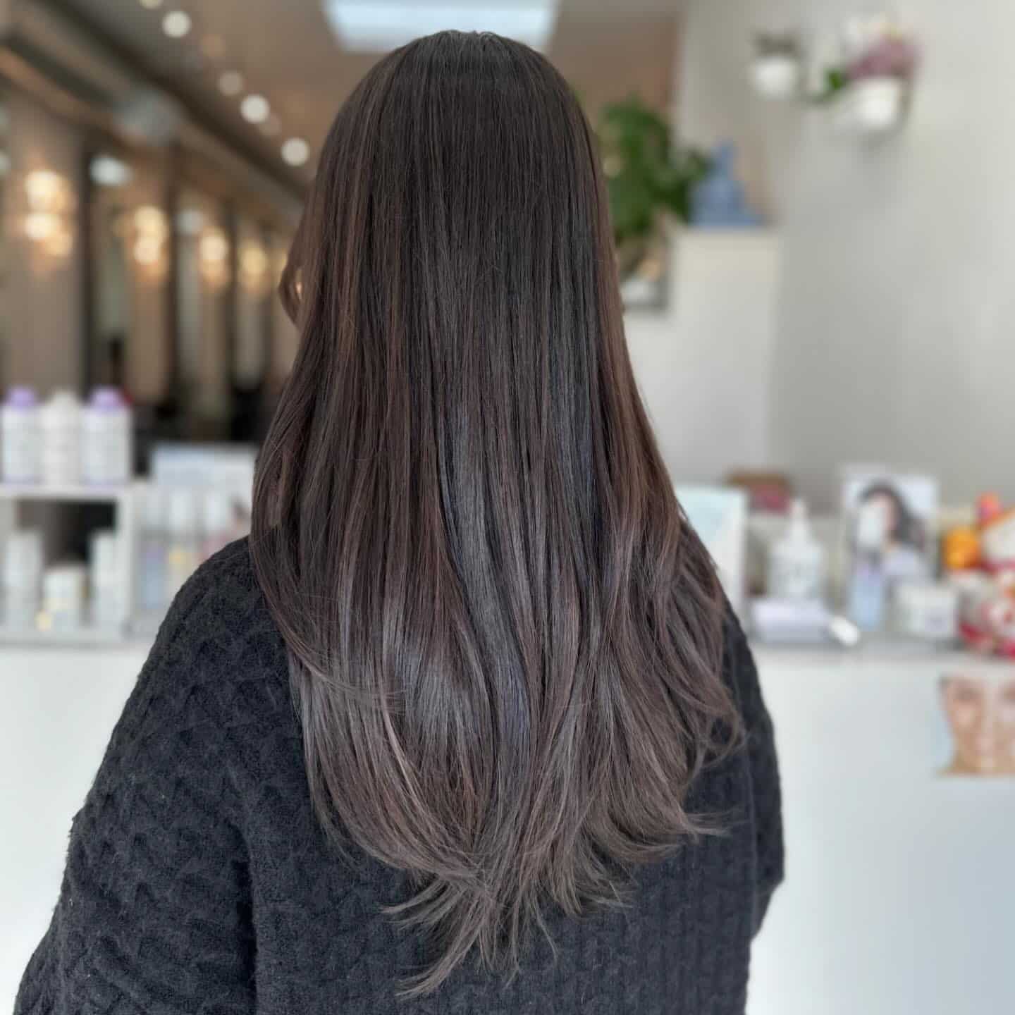 16. Straight-to-Wave Ash Brown Lengths - Dark Ash Brown Hair Color