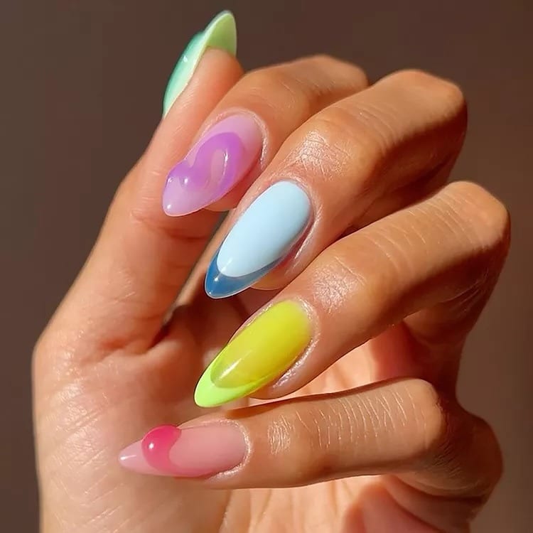 4. Pastel Sorbet Gel Blend - two tone nail ideas