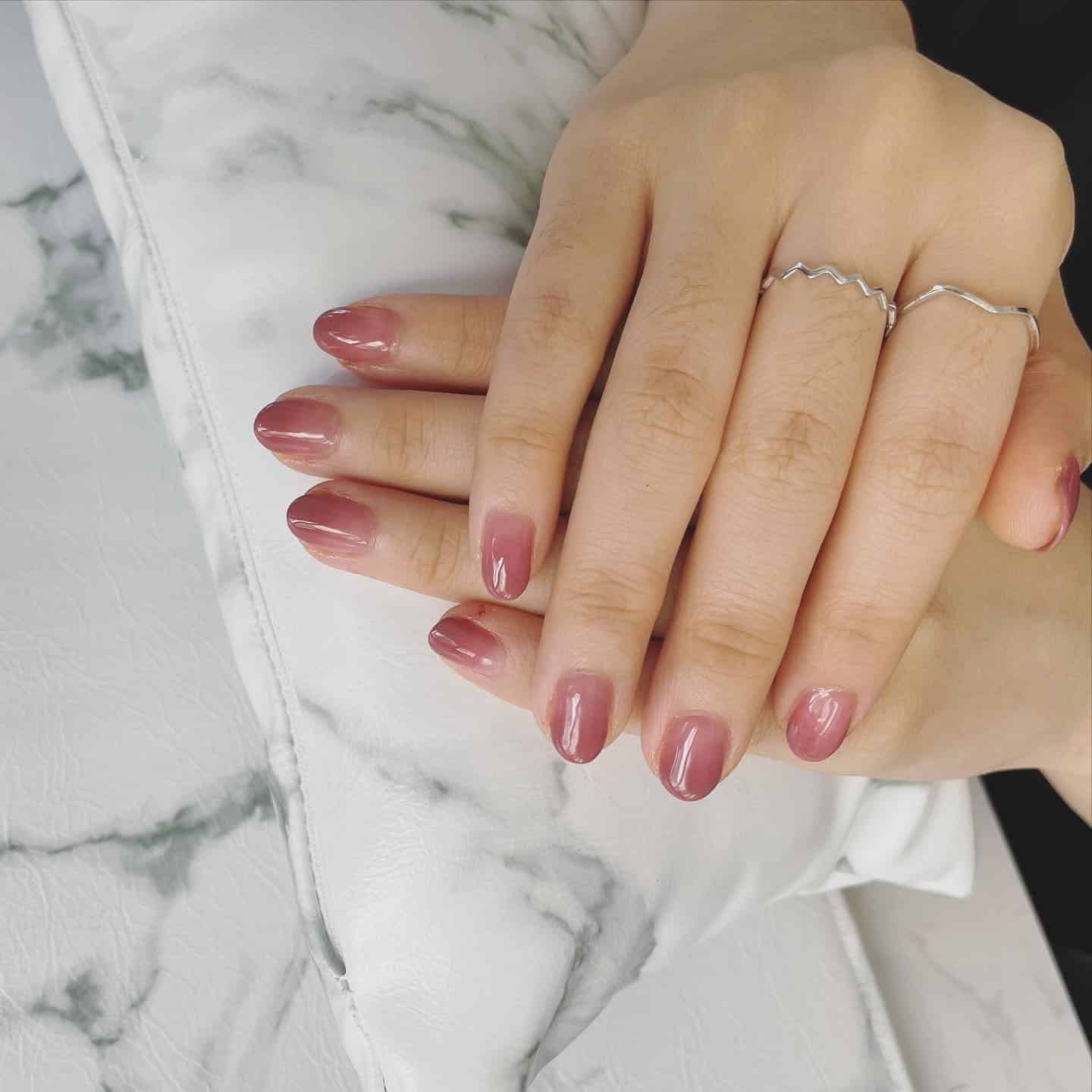 17. Dusty Rose Glass Fade - two tone nail ideas
