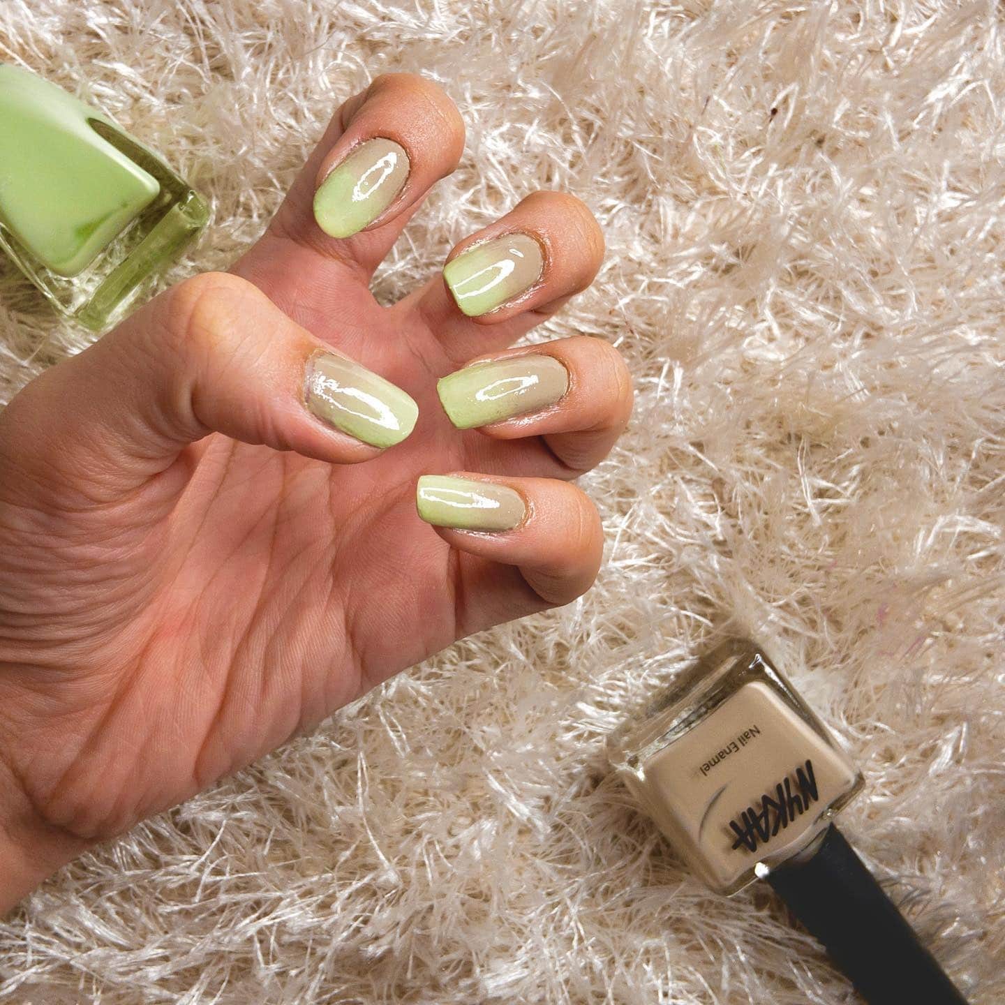 18. Lime Milk Ombre Glow - two tone nail ideas