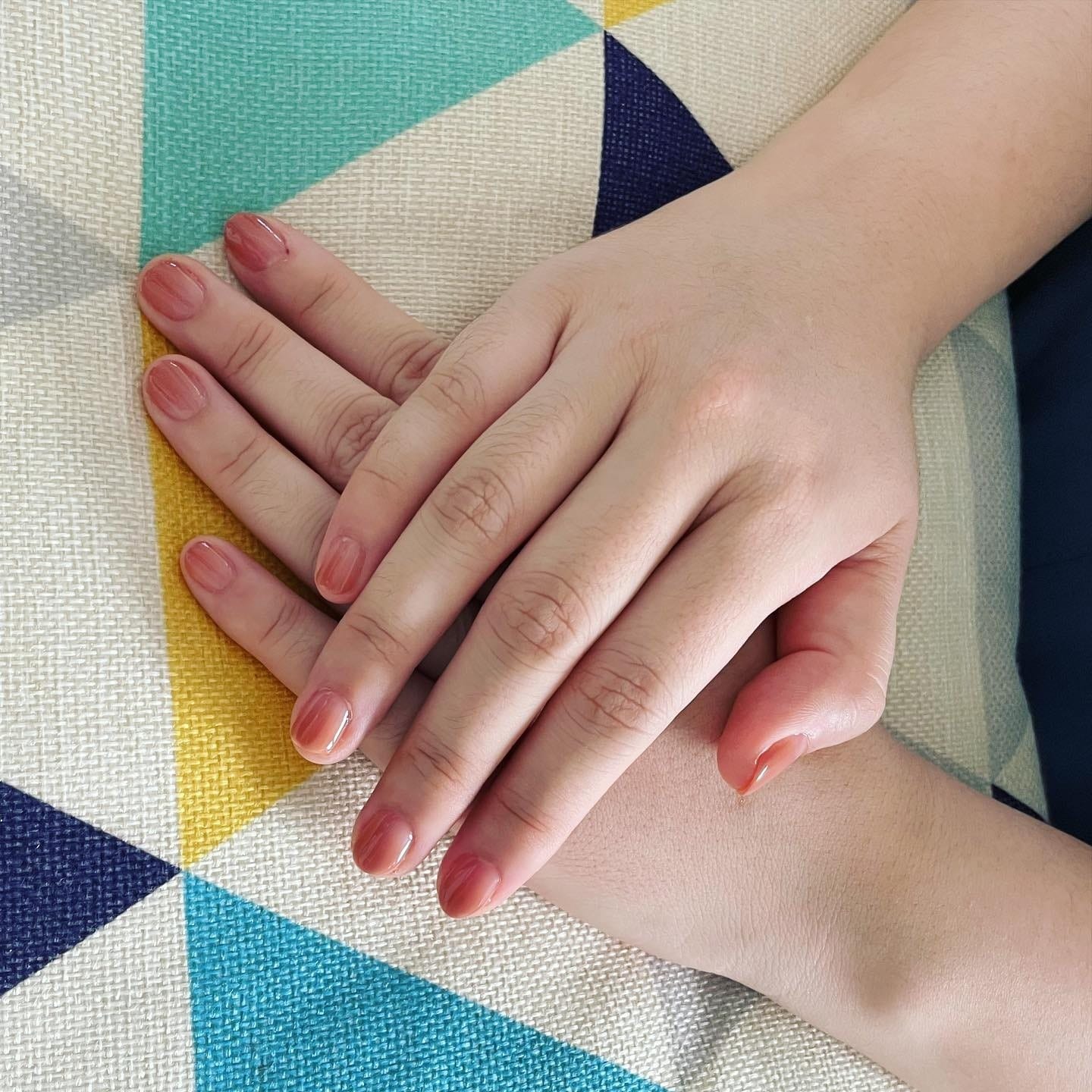 19. Warm Coral Sheer Wash - two tone nail ideas