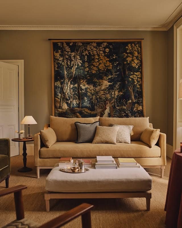 6. Classic Comfort With Vintage Art Influence - living room sofa ideas