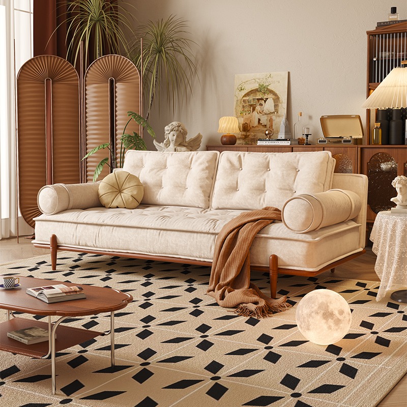 17. Soft Ivory Seating With Mid-Century Notes - living room sofa ideas