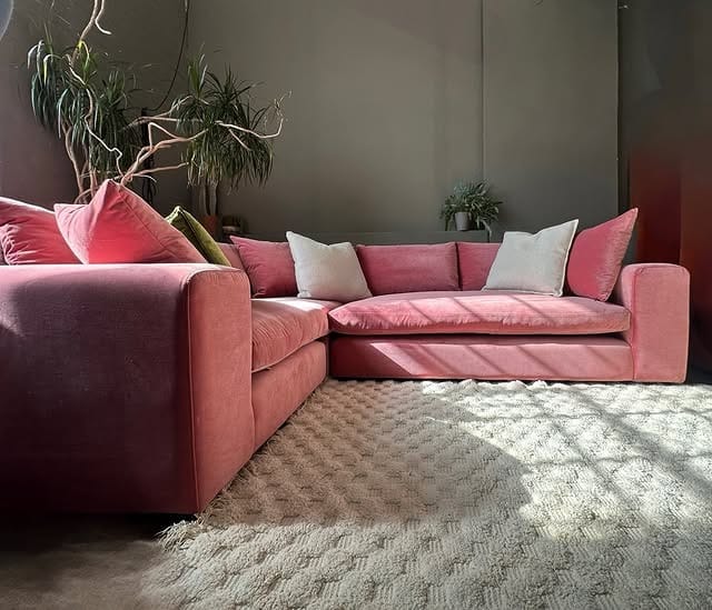 20. Rosy Velvet With Cozy Depth - living room sofa ideas