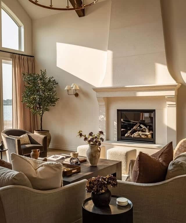 22. Soft Neutrals Framed by Natural Sunlight - living room sofa ideas