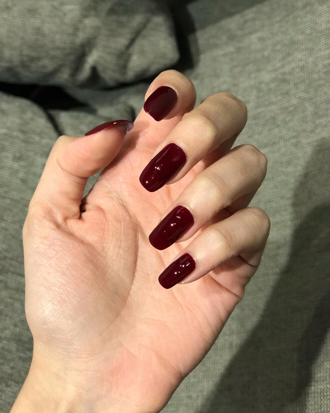 10. Sleek Wine Medium Square - wine color nail ideas