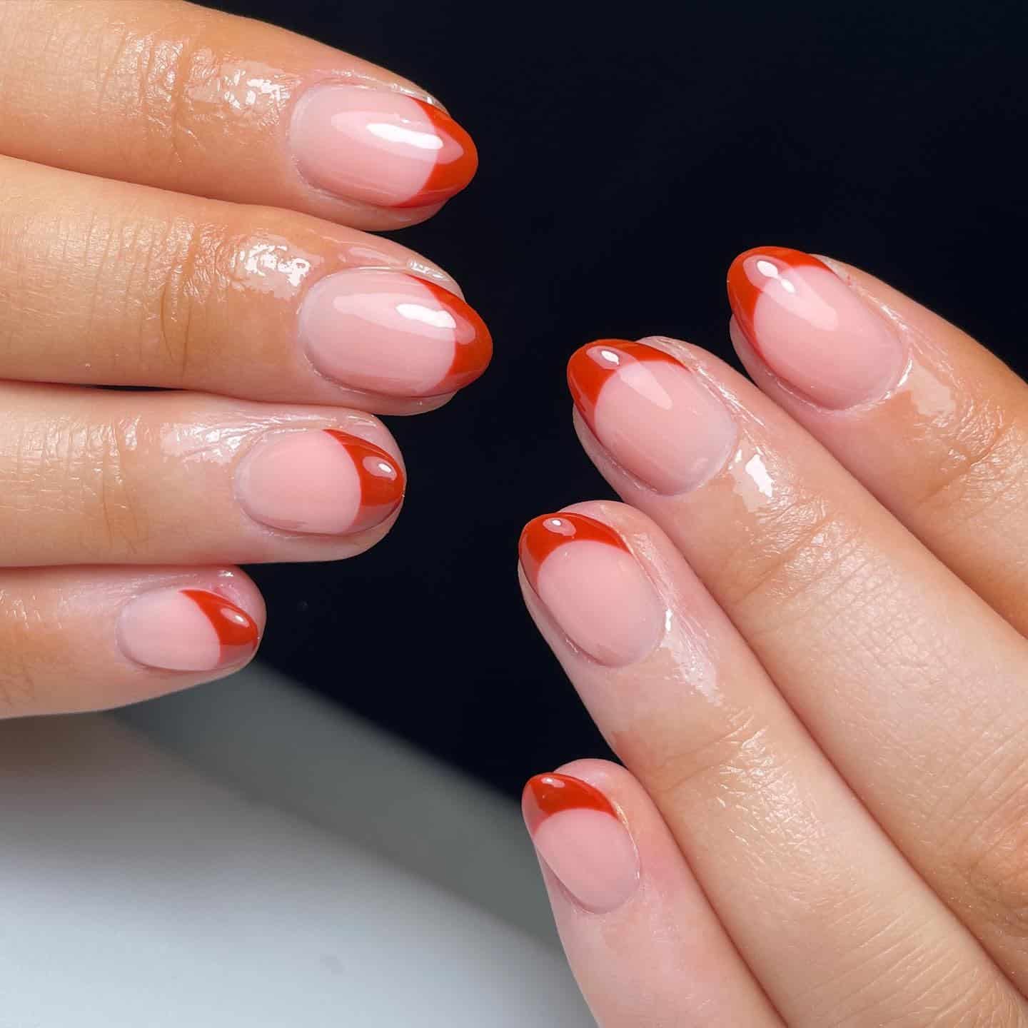 12. Burnt Orange French Curve Tips - african nail ideas