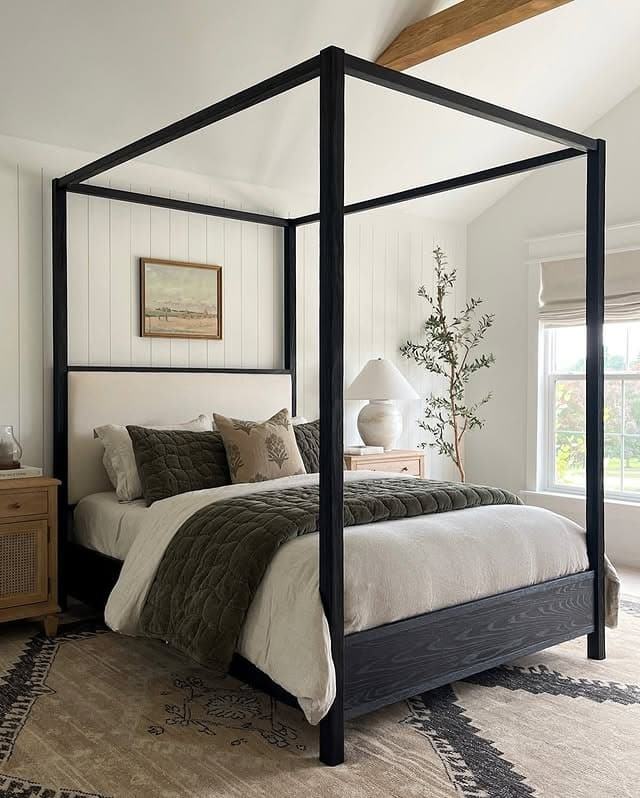 2. Modern Canopy Retreat in Stone and Olive - black and brown bedroom ideas