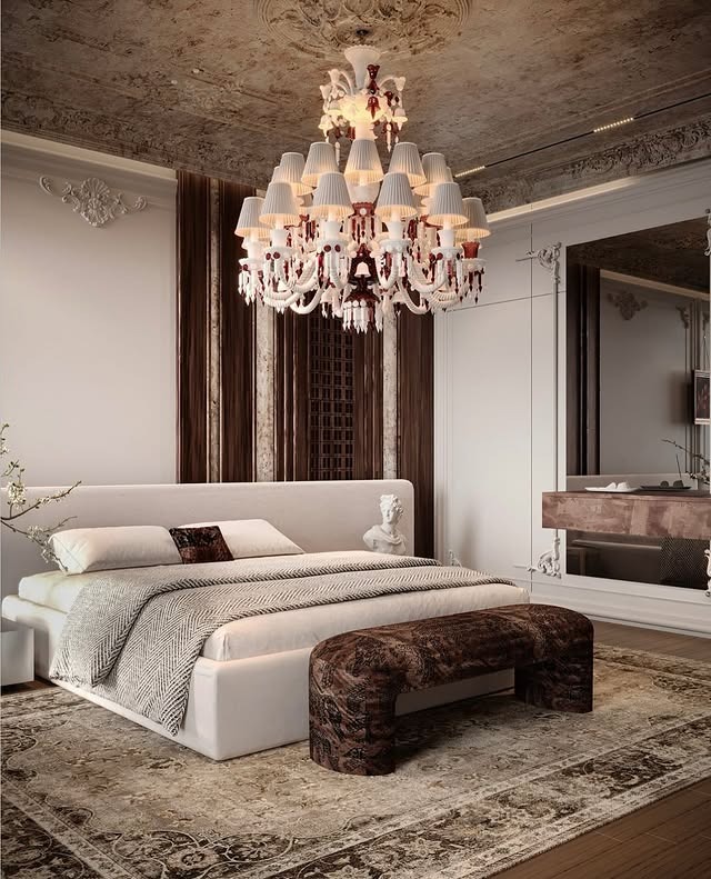 15. Classic European Glam in Cream and Cocoa - black and brown bedroom ideas