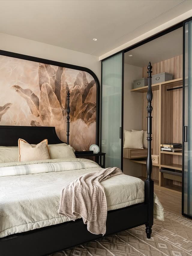 22. Tropical Noir Retreat with Sand and Smoky Browns - black and brown bedroom ideas