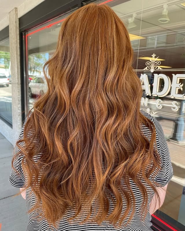 3. Long Copper Ribbon Waves - Copper Hair with Highlights