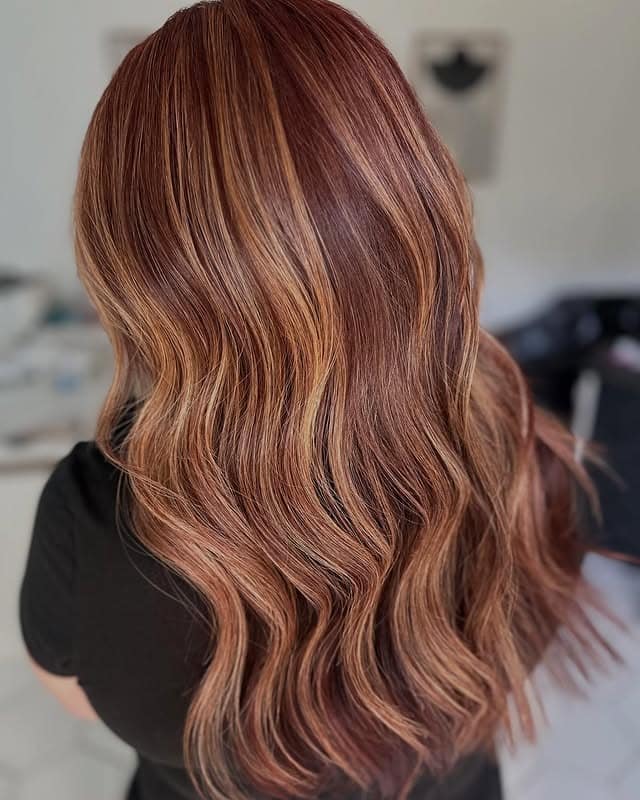 4. Dimensional Berry-Copper Layers - Copper Hair with Highlights