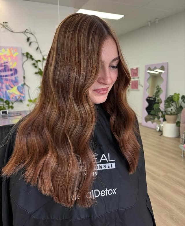 6. Smooth Chestnut-Copper Shine - Copper Hair with Highlights