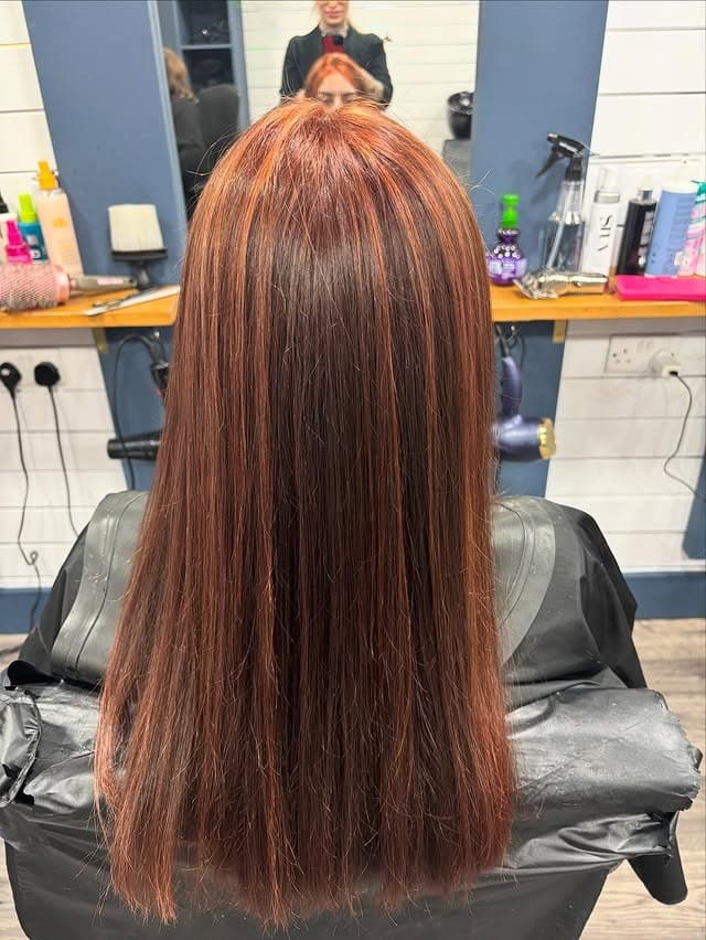 10. Sleek Auburn-Copper Dimension - Copper Hair with Highlights