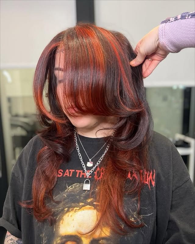15. Bold Copper-Crimson Layered Flow - Copper Hair with Highlights