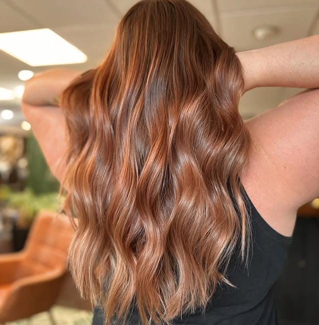 17. Warm Rose-Copper Silk Waves - Copper Hair with Highlights
