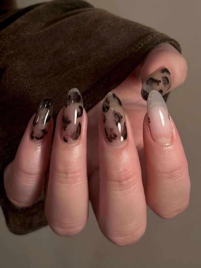 18. Smoky Tortoise Fade on Almond Nails - animal nail ideas
