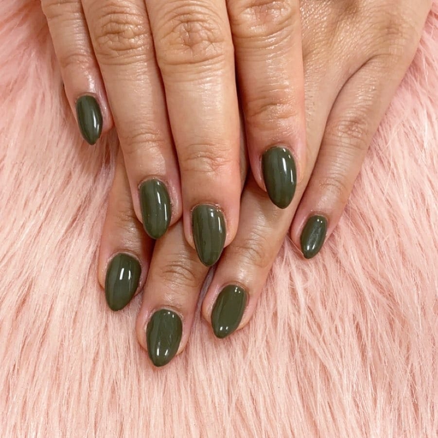 1. Olive Almond Gloss Nails - army green nail ideas
