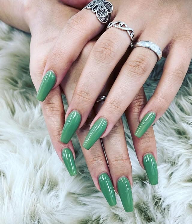 2. Soft Sage Coffin Nails - army green nail ideas